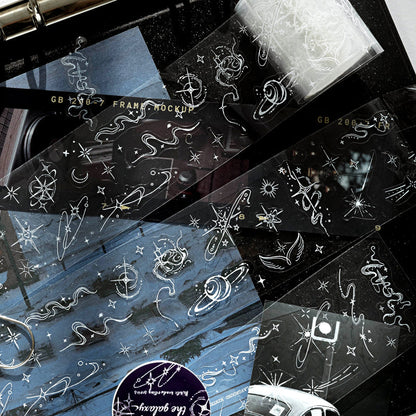 White Note Series Die Cutting PET Tape featuring white designs for journaling, scrapbooking and collage