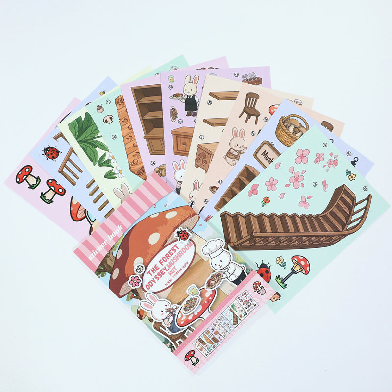 Mushroom Hut 3D Sticker featuring mushroom designs for journaling, scrapbooking and collage