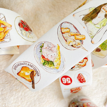 Whole Roll 5cm*10m Healing Cuisine Die Cutting Washi/PET/Fog PET Tape for journaling, scrapbooking and collage