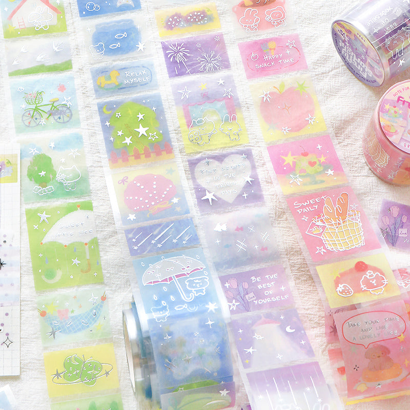 Milk Mist Wandering Series Die Cutting Silver Stamping Sulfuric Paper Tape