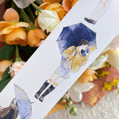 Whole Roll 6cm*10m It's raining Die Cutting Washi/PET/Fog PET Tape featuring rain designs for journaling, scrapbooking and collage