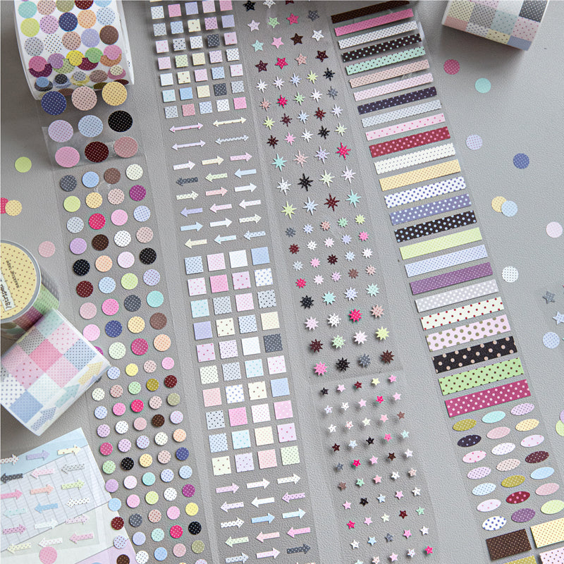 Polka Dot Control Series Die Cutting Flash Synthetic Paper Tape featuring dot designs for journaling, scrapbooking and collage