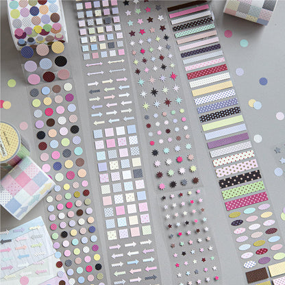 Polka Dot Control Series Die Cutting Flash Synthetic Paper Tape featuring dot designs for journaling, scrapbooking and collage