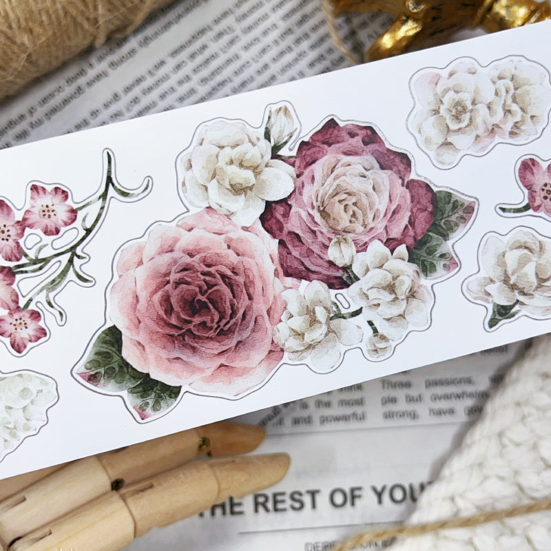 5.5cm*100cm Amber Flower Washi/Self-adhesive/Shell Light PET Tape featuring flower, and light designs for journaling, scrapbooking and collage