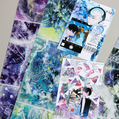 Whole Roll 10cm*5m Past of Stardust Washi Tape featuring star designs for journaling, scrapbooking and collage