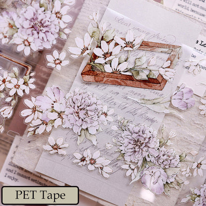 5.5cm*150cm Purple Smoke Flower Die Cutting Washi/PET/Shell Light PET Tape