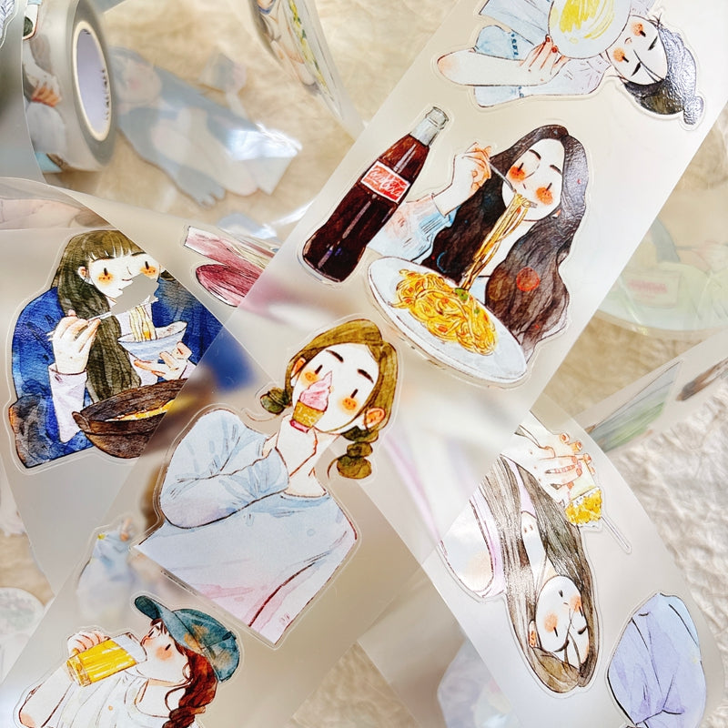 5.5cm*333cm Having a meal Die Cutting Washi/PET/Fog PET Tape for journaling, scrapbooking and collage