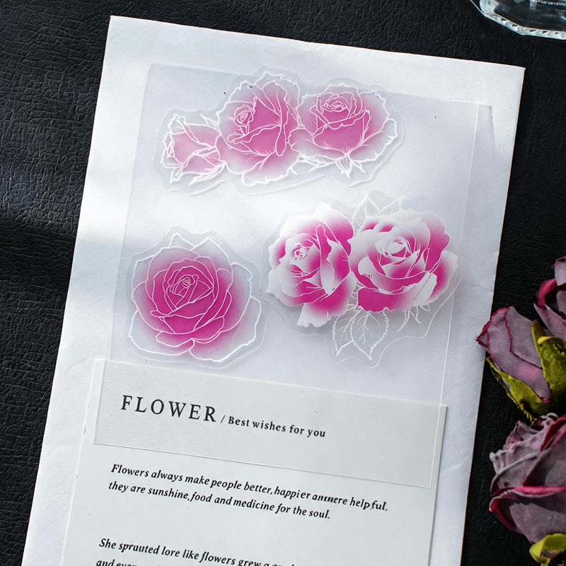 Colorful Flower Shadow Series Sticker featuring flower, shadow, and color designs for journaling, scrapbooking and collage