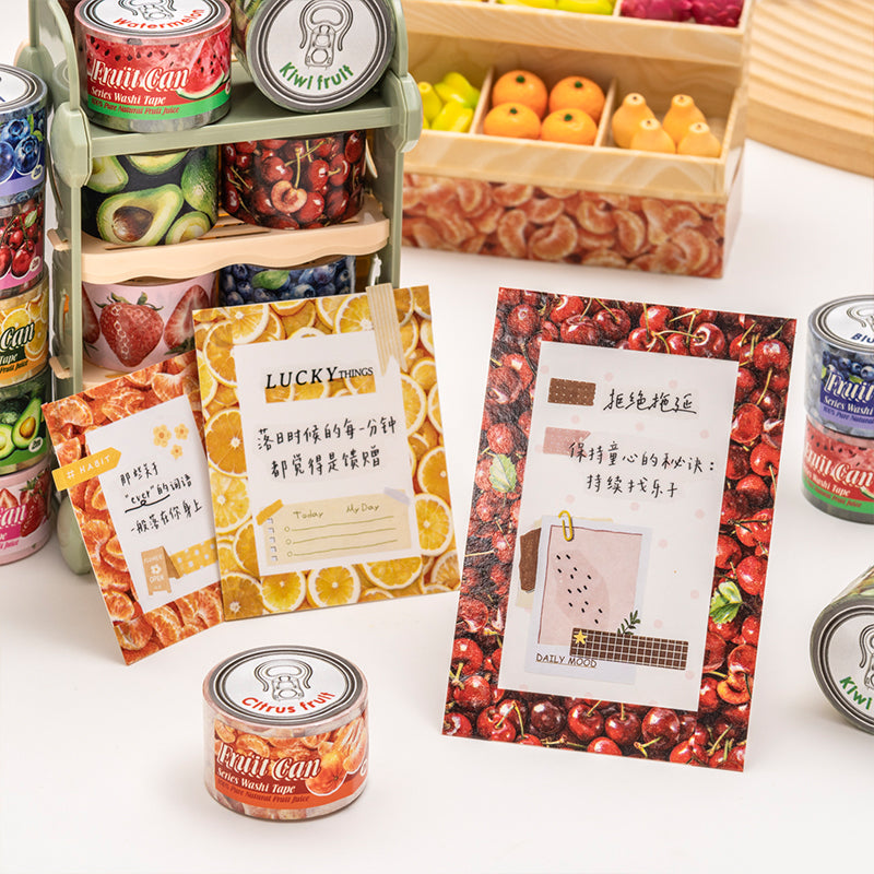 Fruit Canned Food Series Washi Tape featuring fruit designs for journaling, scrapbooking and collage