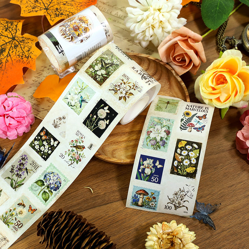 Vintage floral stamp album Die Cutting Washi Tape featuring floral, and vintage designs for journaling, scrapbooking and collage