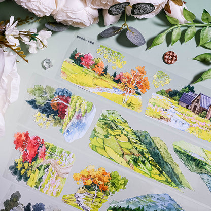 Whole Roll 6cm*5m Sunflower Field PET Tape featuring flower, and sun designs for journaling, scrapbooking and collage