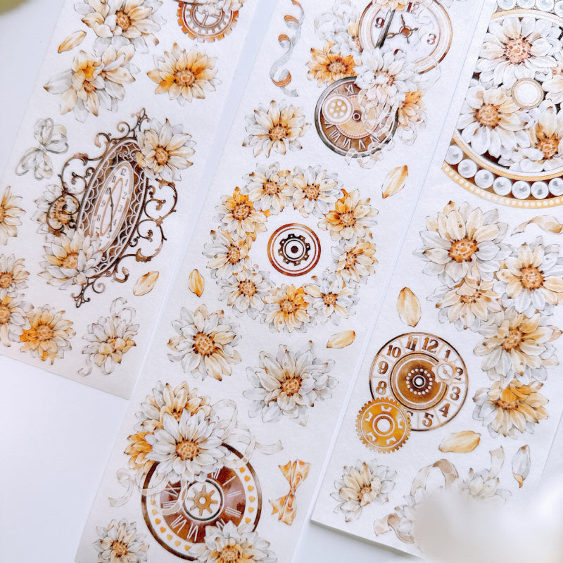 Whole Roll 6cm*5m Chrysanthemums bloom Washi/PET Tape for journaling, scrapbooking and collage