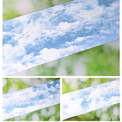 Whole Roll 6.3cm*5m Cloudy Sky White Ink PET Tape