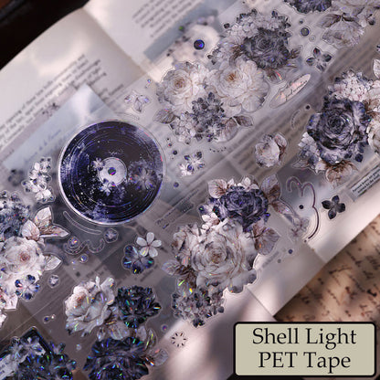 6cm*125cm Cloud Ink Flower Clusters Die Cutting Washi/PET/Shell Light Washi/PET Tape