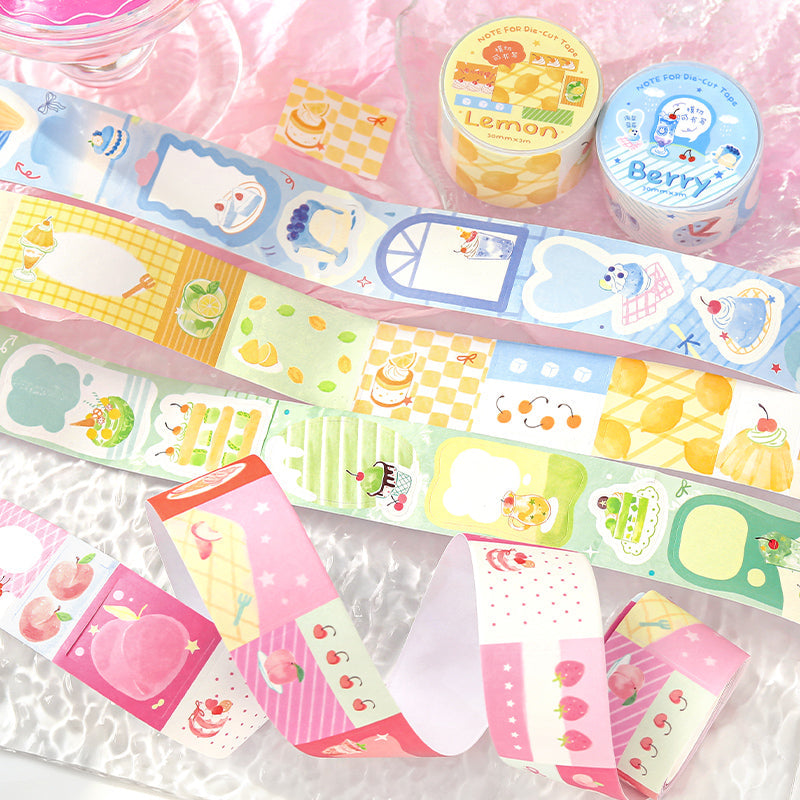 Strawberry Tart Series Die Cutting Writing Paper Tape featuring strawberry designs for journaling, scrapbooking and collage