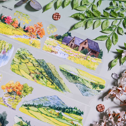 6cm*100cm Sunflower Field PET Tape featuring flower, and sun designs for journaling, scrapbooking and collage