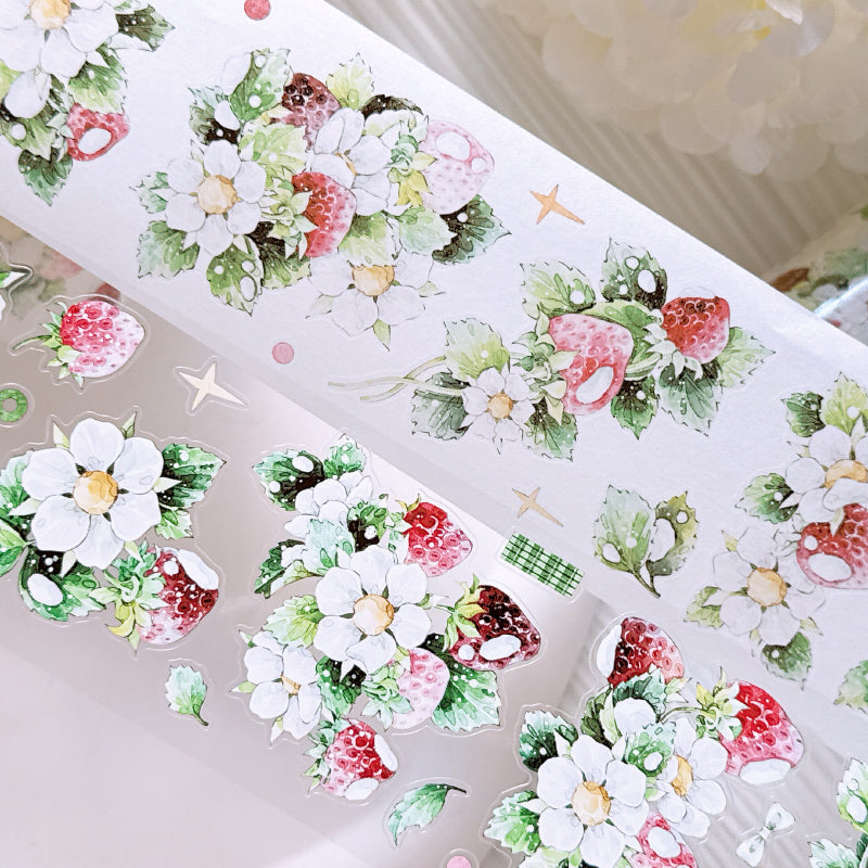 6cm*100cm Raspberry Flower Die Cutting Washi/PET Tape