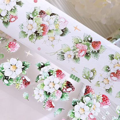 6cm*100cm Raspberry Flower Die Cutting Washi/PET Tape