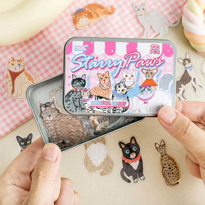 Cat Planet Wanderings Series Sticker featuring cat designs for journaling, scrapbooking and collage