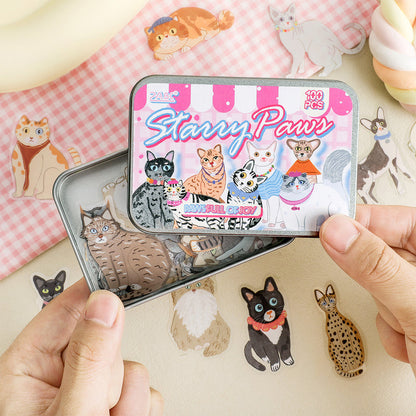 Cat Planet Wanderings Series Sticker featuring cat designs for journaling, scrapbooking and collage
