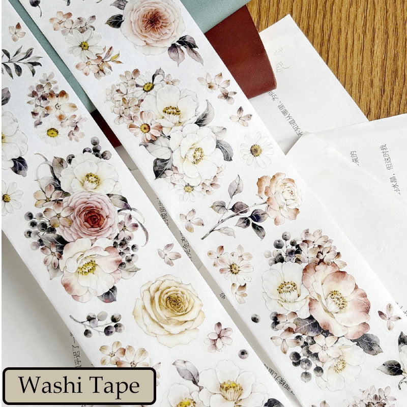 Whole Roll 6cm*5m Ink Fragrance Flower Die Cutting Washi/PET/Shell Light PET Tape