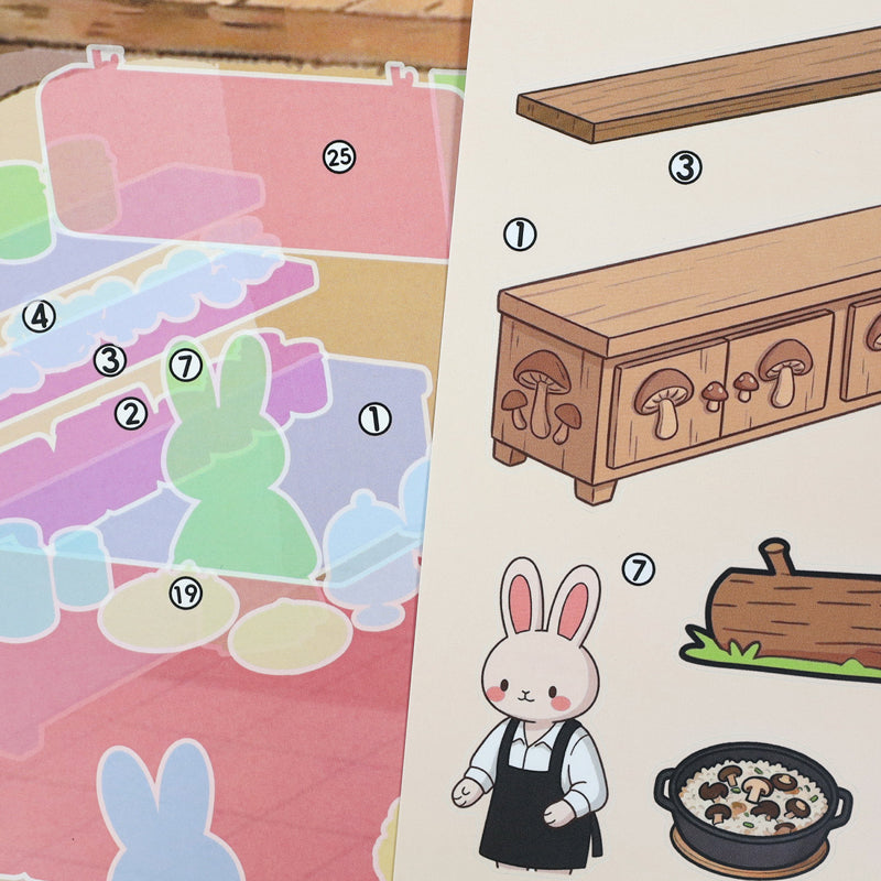 Mushroom Hut 3D Sticker featuring mushroom designs for journaling, scrapbooking and collage