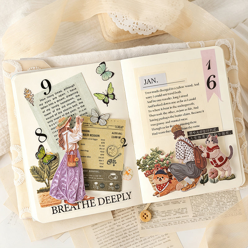 Poetic Girl Series Sticker featuring girl designs for journaling, scrapbooking and collage