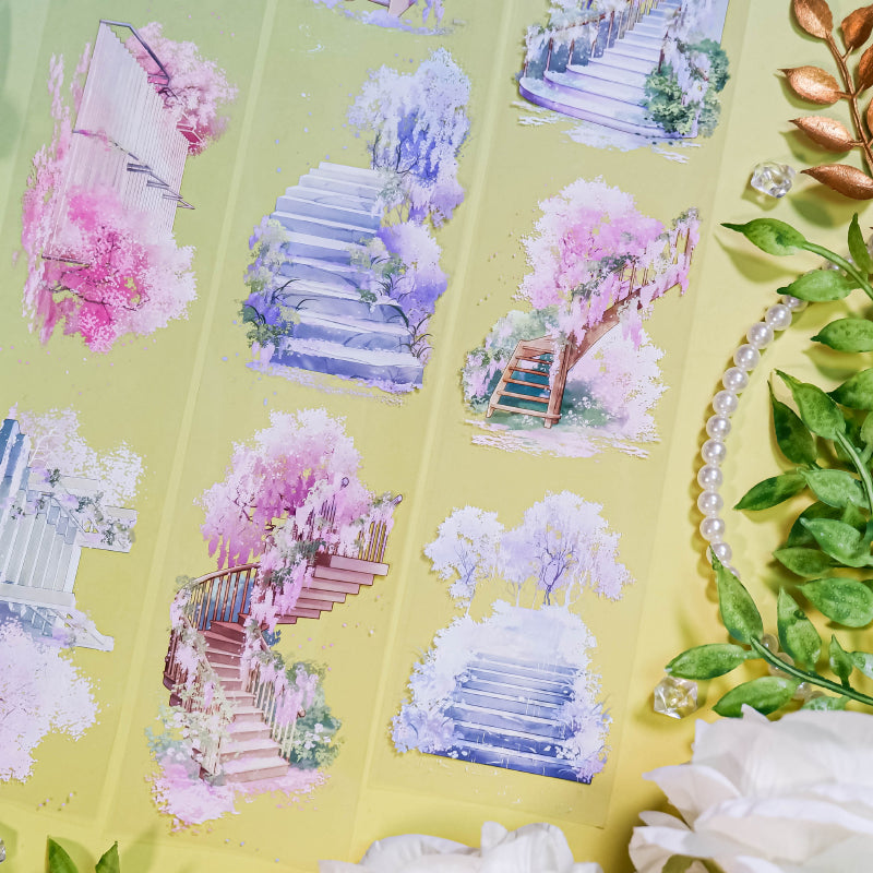 Whole Roll 6.5cm*5m Four Seasons Flower Stairs PET Tape