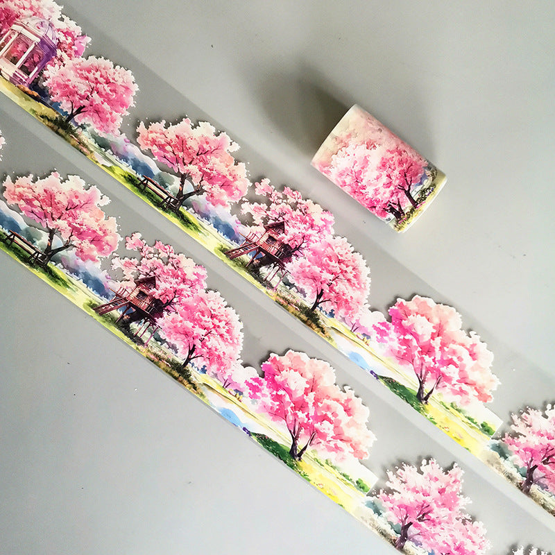 Cherry Blossom Season Series PET Tape featuring sea, and cherry designs for journaling, scrapbooking and collage