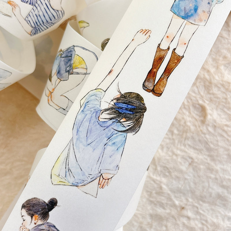 5cm*333cm Touch Of Blue Die Cutting Washi/PET/Fog PET Tape featuring blue designs for journaling, scrapbooking and collage