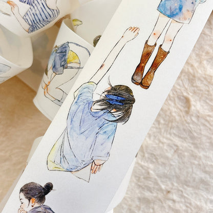 5cm*333cm Touch Of Blue Die Cutting Washi/PET/Fog PET Tape featuring blue designs for journaling, scrapbooking and collage