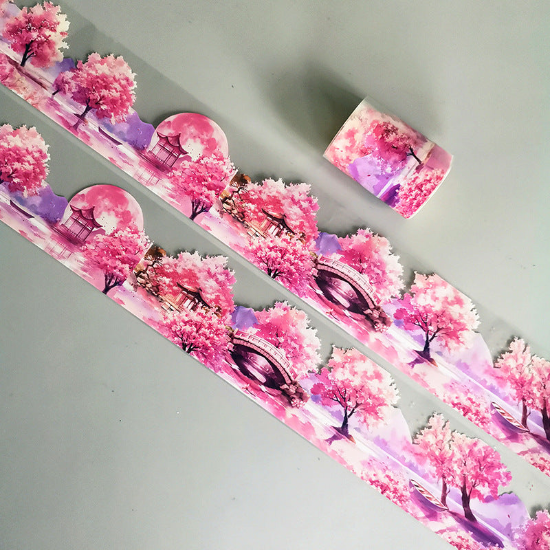 Cherry Blossom Season Series PET Tape featuring sea, and cherry designs for journaling, scrapbooking and collage