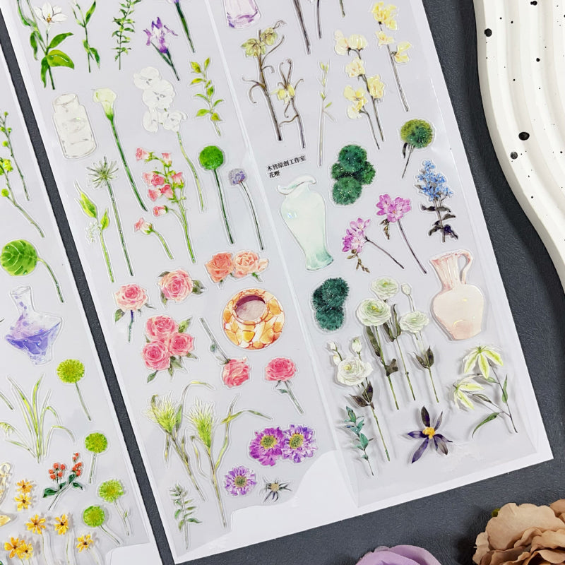7cm*100cm Flower Field Die Cutting Washi/Shell Light PET Tape