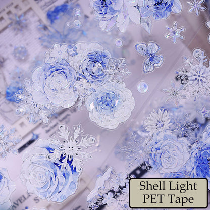Whole Roll 6.5cm*6m Yingxue Lan Die Cutting Washi/PET/Shell Light PET Tape