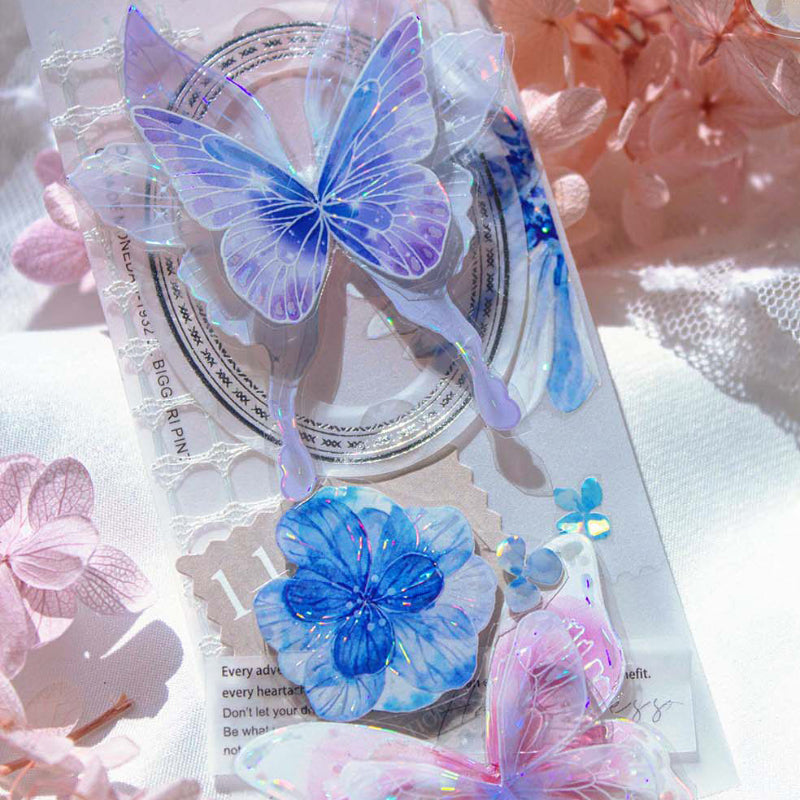 6cm*100cm Hyaline Feather Shell Light PET Tape featuring light designs for journaling, scrapbooking and collage