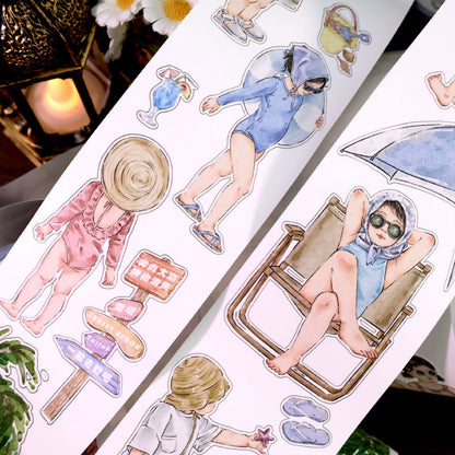 Whole Roll 6cm*5m Go To The Beach Die Cutting Synthetic Paper/PET Tape