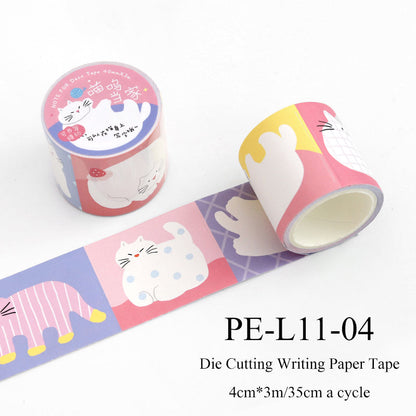 Flat Cat Diary Series Die Cutting Writing Paper Tape
