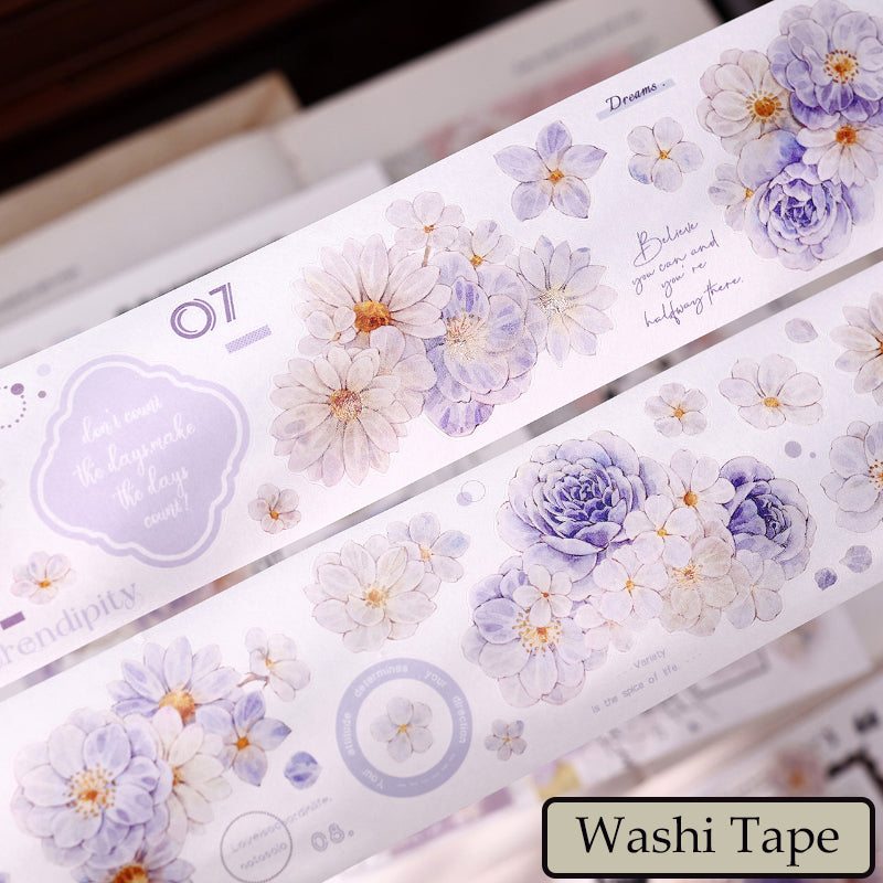 5.5cm*125cm Softly Blooming Flower Die Cutting Washi/PET/Shell Light Washi/PET Tape