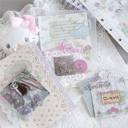 Rose Story Series Die Cutting Silver Stamping PET Tape