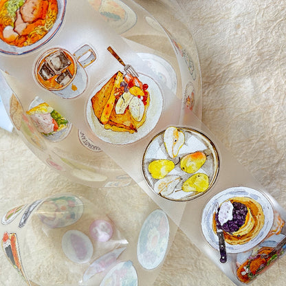 5cm*333cm Healing Cuisine Die Cutting Washi/PET/Fog PET Tape for journaling, scrapbooking and collage
