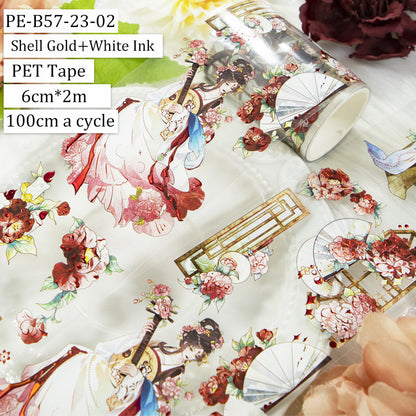 Red makeup Die Cutting Washi/Shell Gold PET Tape