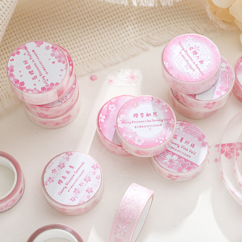 Spring Blossom Words Series Flash PET Tape featuring spring designs for journaling, scrapbooking and collage