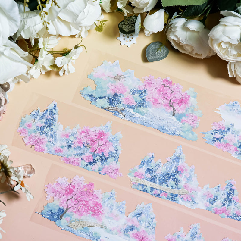 7cm*100cm Peach Blossom Realm PET Tape featuring peach designs for journaling, scrapbooking and collage