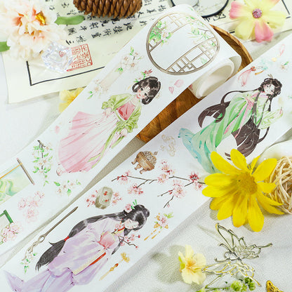 Apricot Blossoms Die Cutting Washi/Shell Silver PET Tape featuring silver designs for journaling, scrapbooking and collage