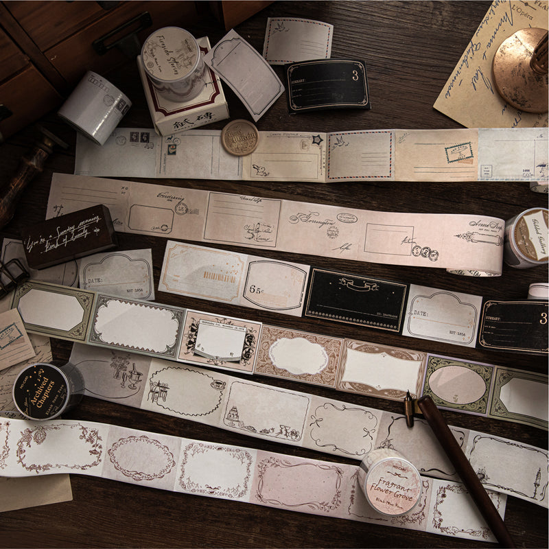 Memo Blank Signature Series White Kraft Paper Tape featuring white designs for journaling, scrapbooking and collage