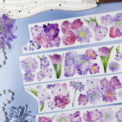 Whole Roll 6cm*5m Purple Garden Die Cutting Synthetic Paper Tape