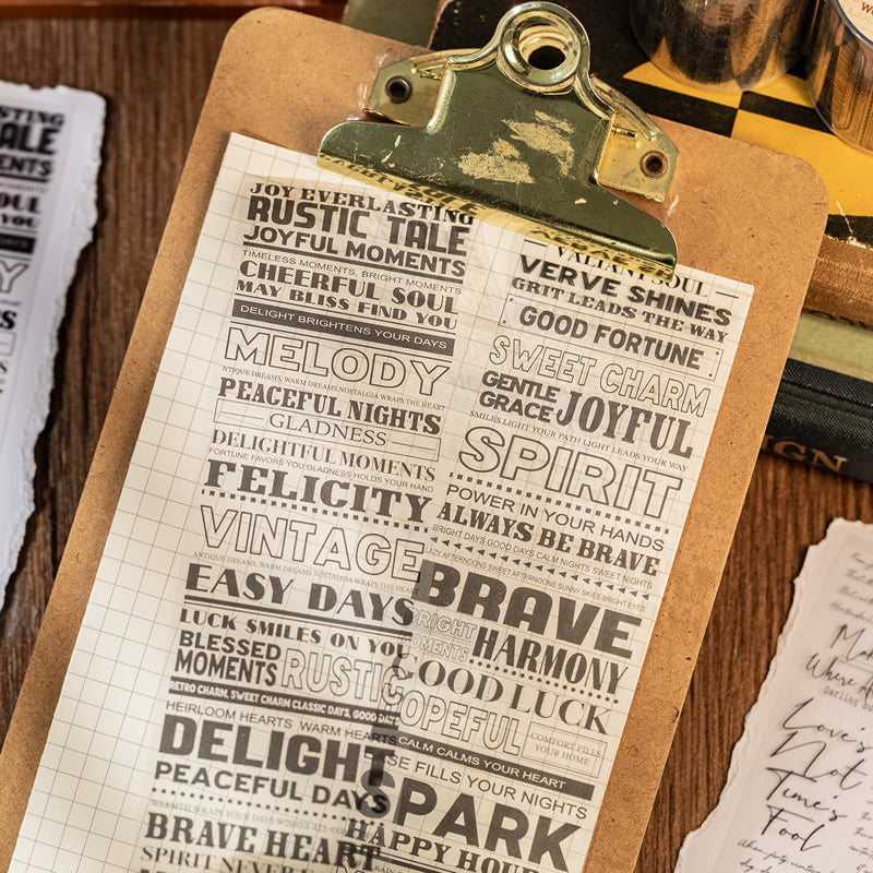 Textual Theatre Series PET Tape for journaling, scrapbooking and collage