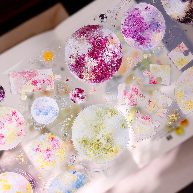 6cm*100cm Star Fall Die Cutting Shell Light Washi/PET Tape