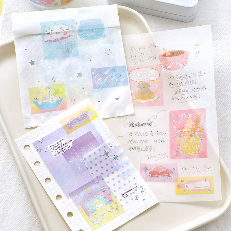 Milk Mist Wandering Series Die Cutting Silver Stamping Sulfuric Paper Tape