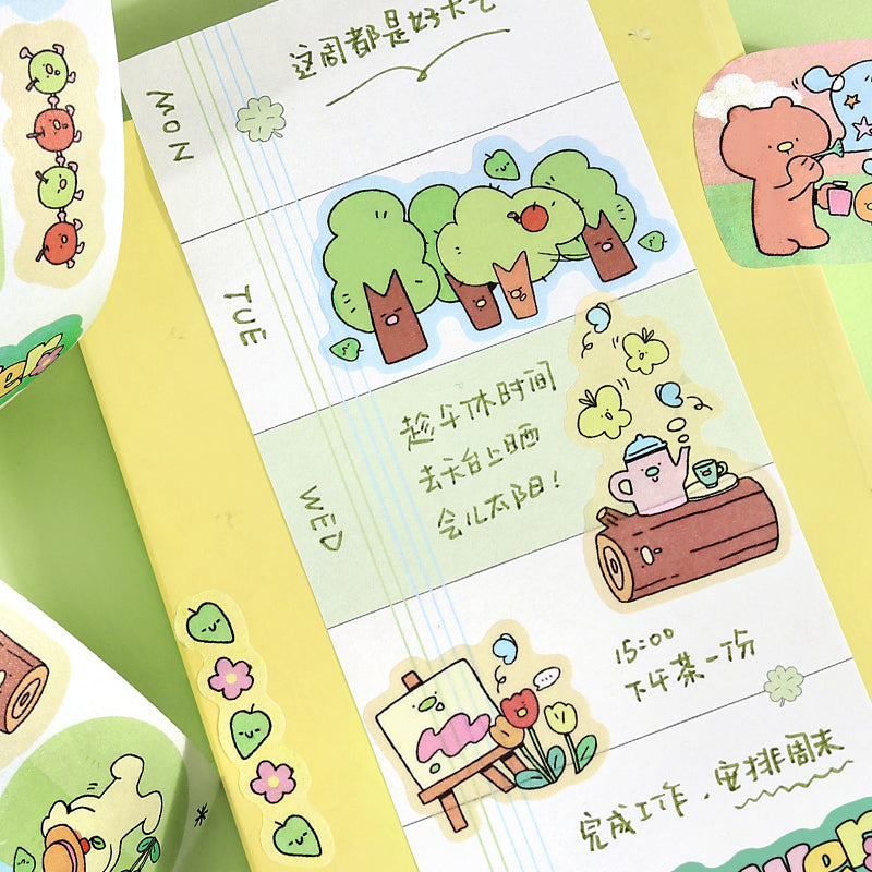 Dun Dun Street Daily Series Die Cutting Washi Tape featuring street, and tree designs for journaling, scrapbooking and collage